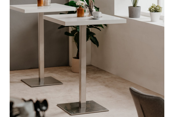 Barový stůl Quadrato 70x70 cm, bílý/nerez