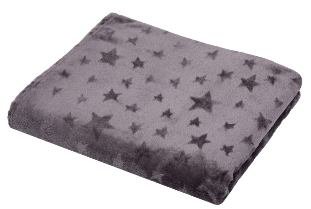 Cashmere deka Stella 150x200 cm, motiv hvězdy, antracitová