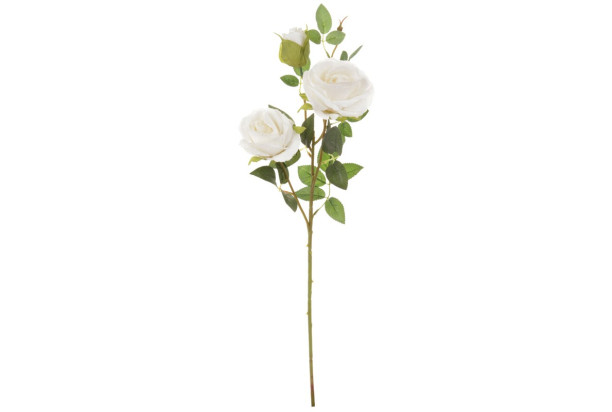 Umělá květina Růže s poupětem 65 cm, bílá