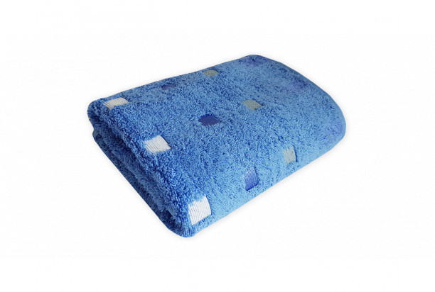 Froté ručník Quattro, tencel, azurový, kostičky, 50x100 cm