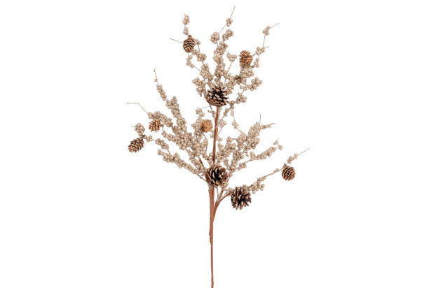 Umělá květina Vánoční větev se šiškami, 60 cm