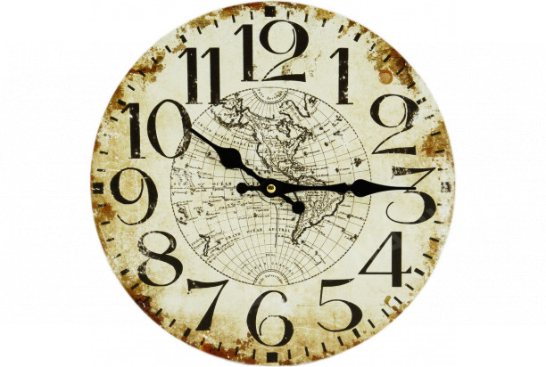 Nástěnné hodiny Stará mapa 30 cm, retro, MDF