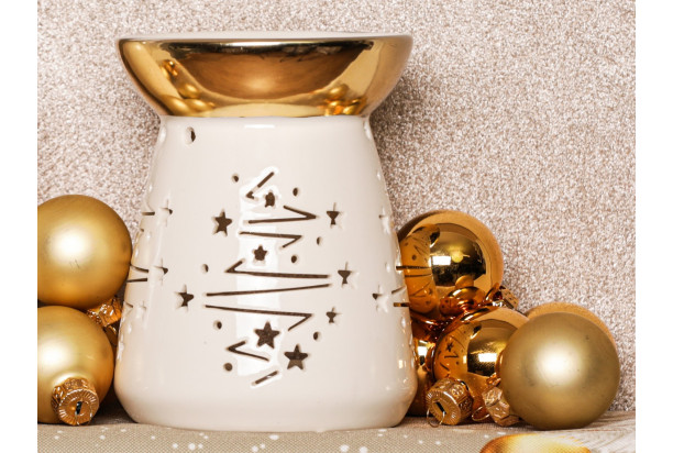 Vánoční dekorace Aromalampa, zlatá/bílá