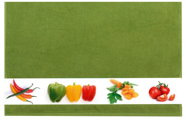 Froté kuchyňská utěrka 50x50 cm, zelenina, mechově zelená