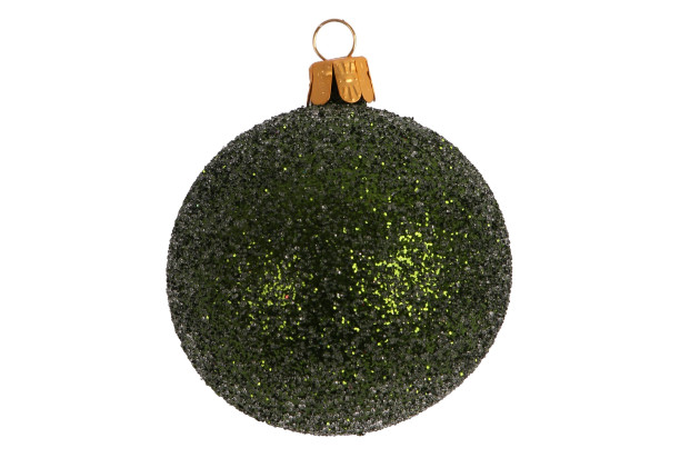 Vánoční ozdoba skleněná koule 7 cm, zelená třpytivá