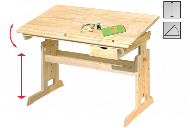 Polohovatelný psací stůl Julia, borovice