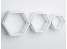 Sada 3 poliček Hexagon, bílé