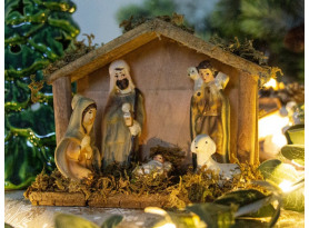 Vánoční dekorace Betlém s figurkami, dřevo