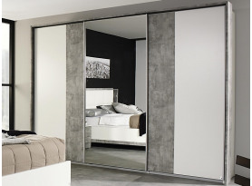 Šatní skříň Siegen, 271 cm, bílý/šedý beton