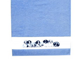 Dětská osuška 75x150 cm, motiv štěňata, modrá