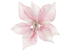 Umělý květ Zasněžená vánoční hvězda 22 cm, růžová