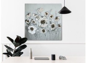 Ručně malovaný obraz Květiny 80x80 cm, 3D struktura