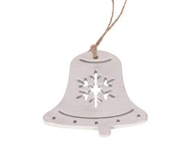 Vánoční ozdoby (8 ks) Zvoneček, bílé dřevo