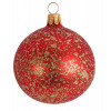 Vánoční ozdoba skleněná koule 6 cm, červená s třpytivými krystalky