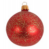 Vánoční ozdoba skleněná koule 7 cm, červená s třpytivými krystalky