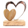 Dekorace Dvojité srdce, dřevo/kov