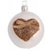 Vánoční ozdoba bílá koule se srdcem 7 cm, sklo