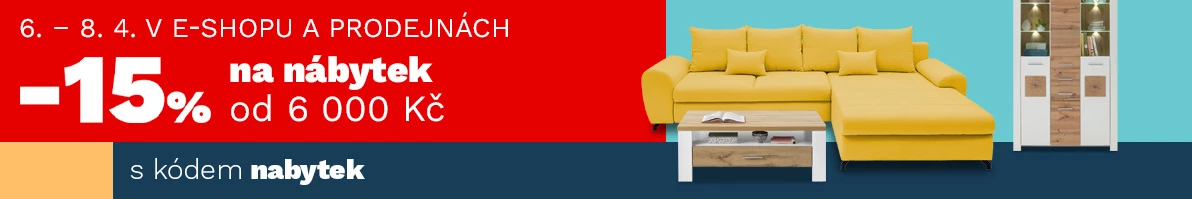 15 % nábytek nad 6000,- 200€ 6-8-4-2026