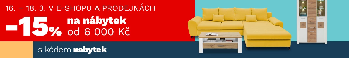 15 % nábytek nad 6000,- 200€ 16-18-3-2026