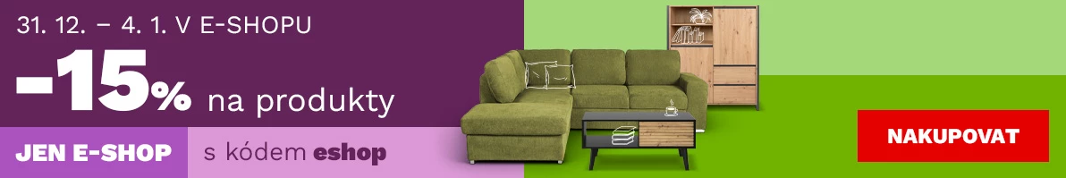 15 % na produkty jen v e-shopu 31.12.2025 - 4.1.2026