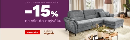15 % na vše do obýváku 2-5-2-2026