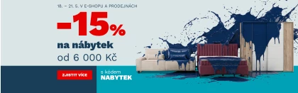 15 % nábytek nad 6000,- 200€ 18-21-5-2026