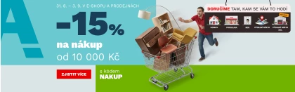 15 % na nákup od 10 000,- 31.8. - 3.9.2026