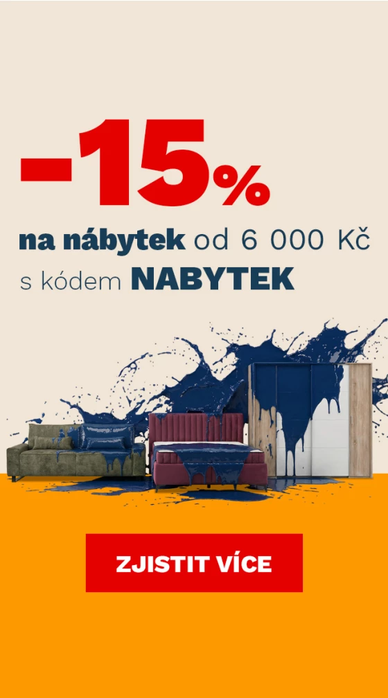 15 % nábytek nad 6000,- 200€ 29.6. - 1-7-2026