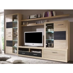Obývací stěna Cancan 5, dub sonoma/šedá pinie, s osvětlením