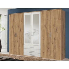 Šatní skříň Ben, 270 cm, prkenný dub/bílá