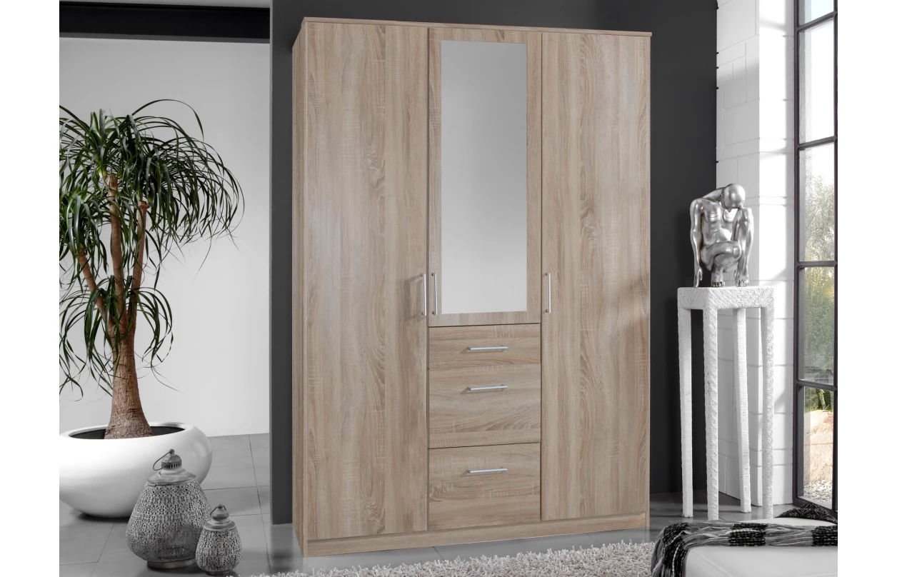 Šatní skříň bez zrcadla Click, 91 cm, bílá/dub sonoma 13