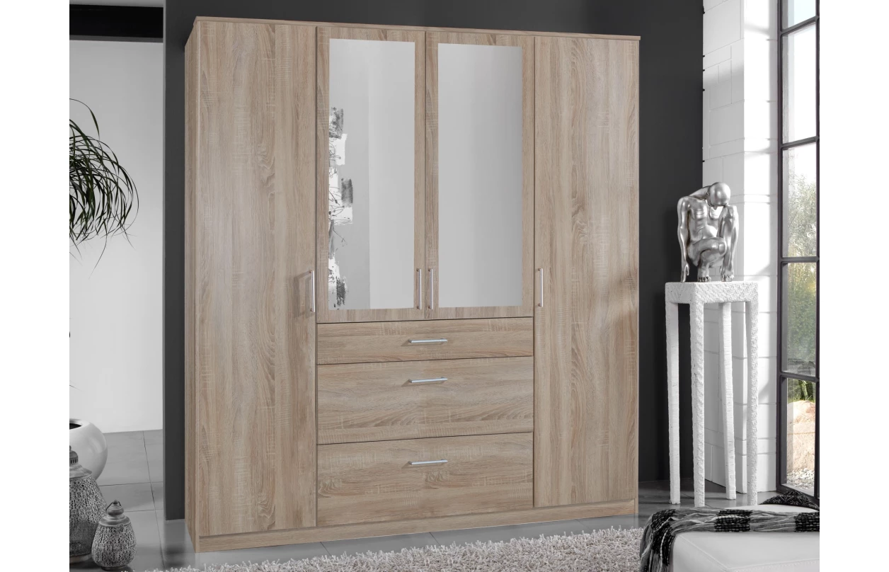 Šatní skříň bez zrcadla Click, 91 cm, bílá/dub sonoma 14