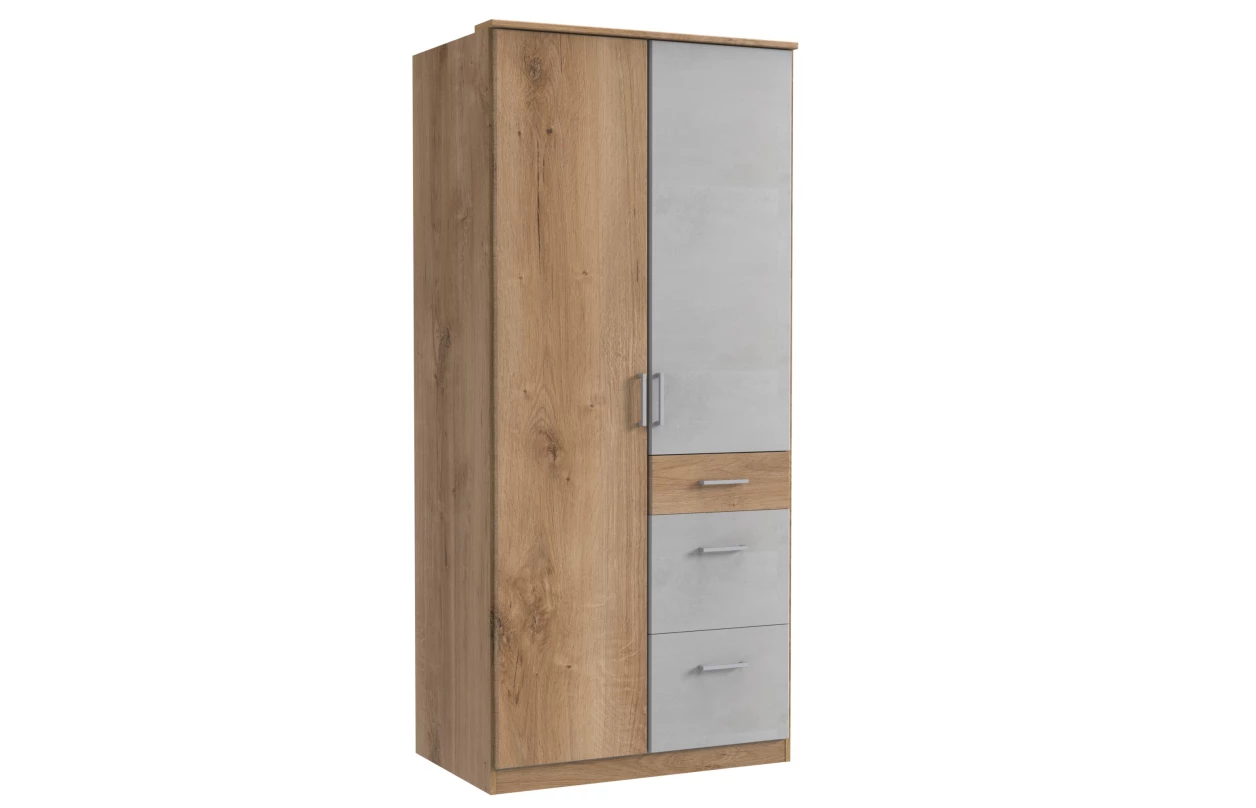 Šatní skříň bez zrcadla Click, 91 cm, bílá/dub sonoma 17