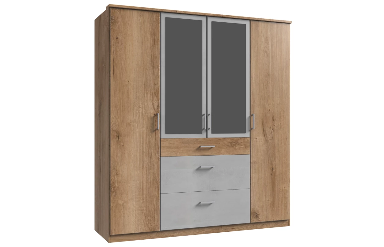 Šatní skříň bez zrcadla Click, 91 cm, bílá/dub sonoma 19