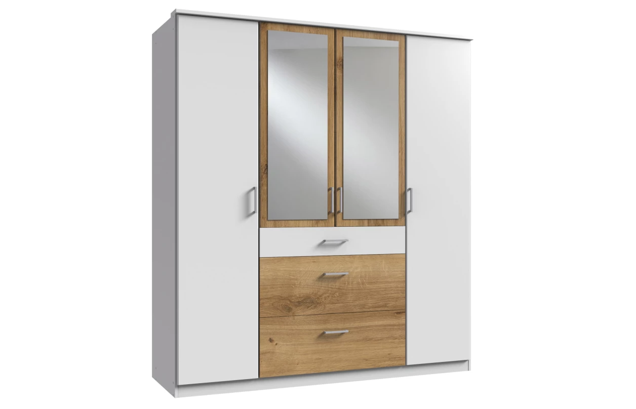 Šatní skříň bez zrcadla Click, 91 cm, bílá/dub sonoma 25