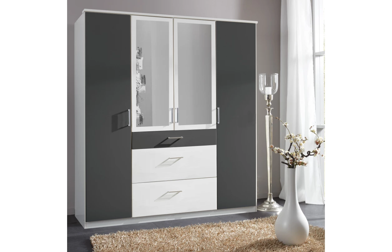 Šatní skříň bez zrcadla Click, 91 cm, bílá/dub sonoma 32
