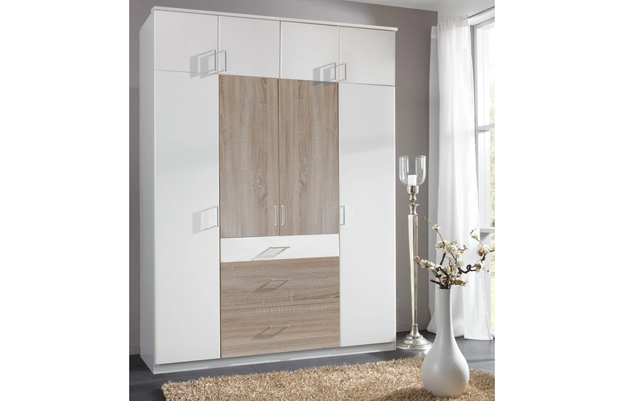 Šatní skříň bez zrcadla Click, 91 cm, bílá/dub sonoma 38