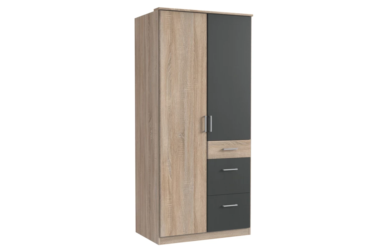 Šatní skříň bez zrcadla Click, 91 cm, bílá/dub sonoma 40