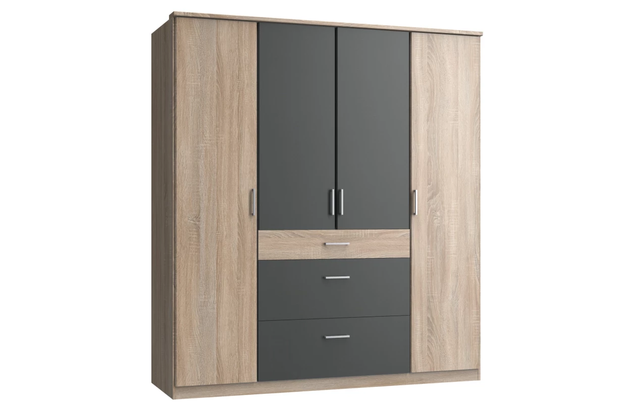 Šatní skříň bez zrcadla Click, 91 cm, bílá/dub sonoma 41