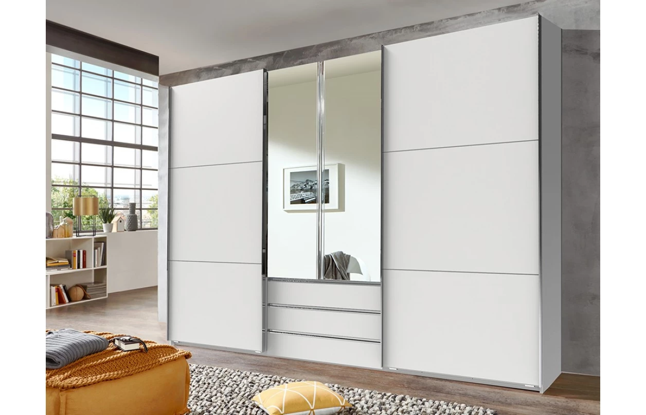 Šatní skříň s TV panelem Magic, prkenný dub/bílá