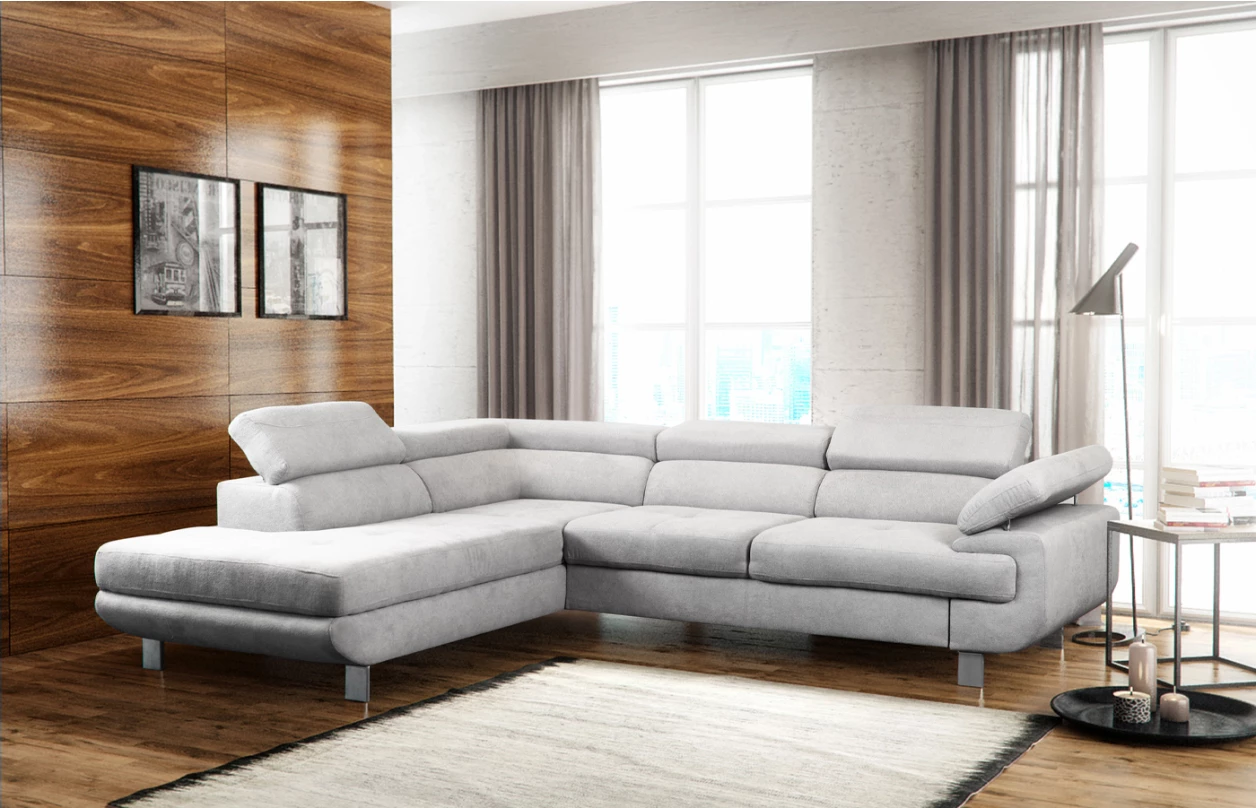 Rohová sedací souprava Lotos, tmavě hnědá tkanina, levý roh