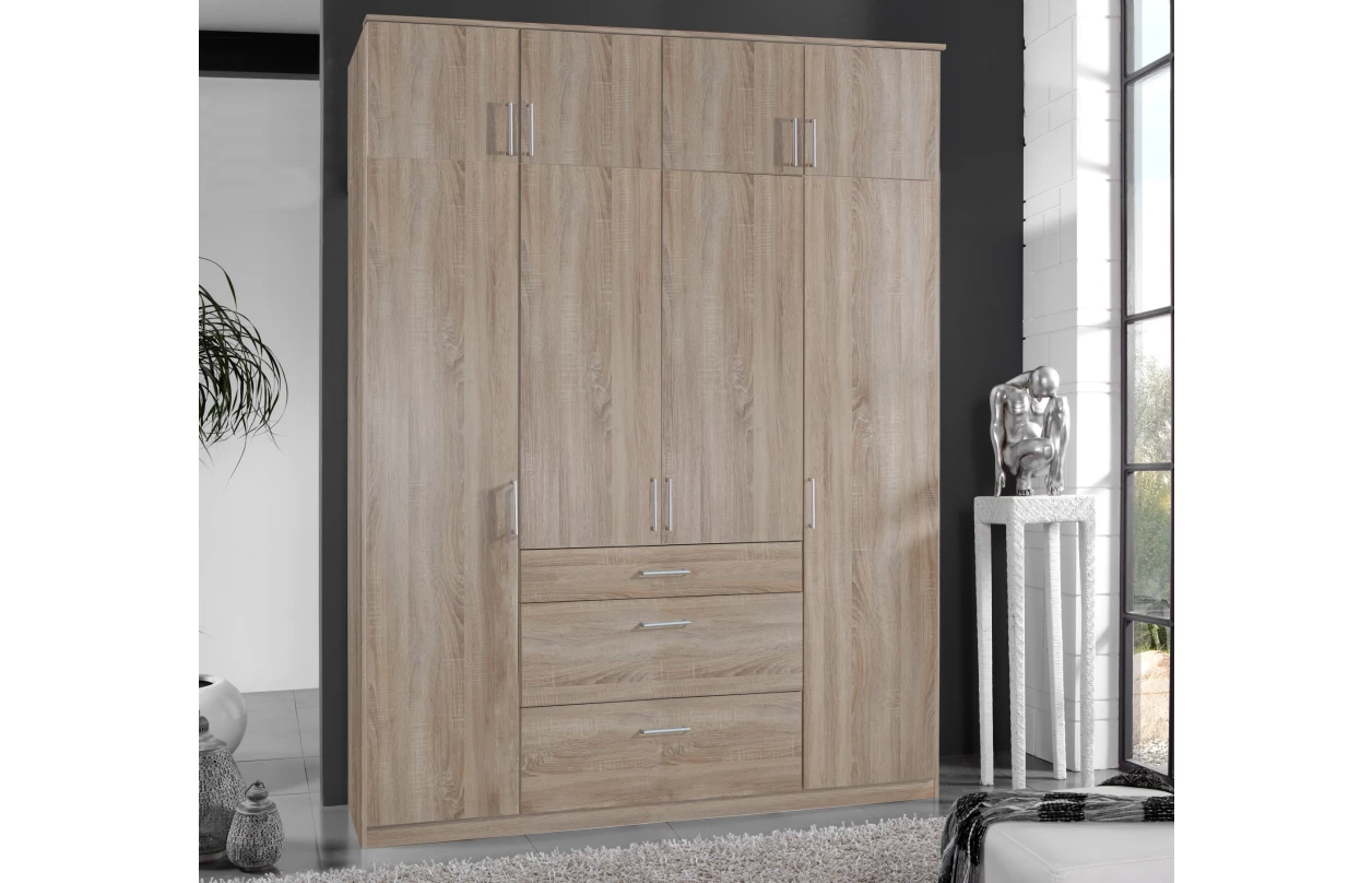 Šatní skříň bez zrcadla Click, 135 cm, bílá/prkenný dub 11