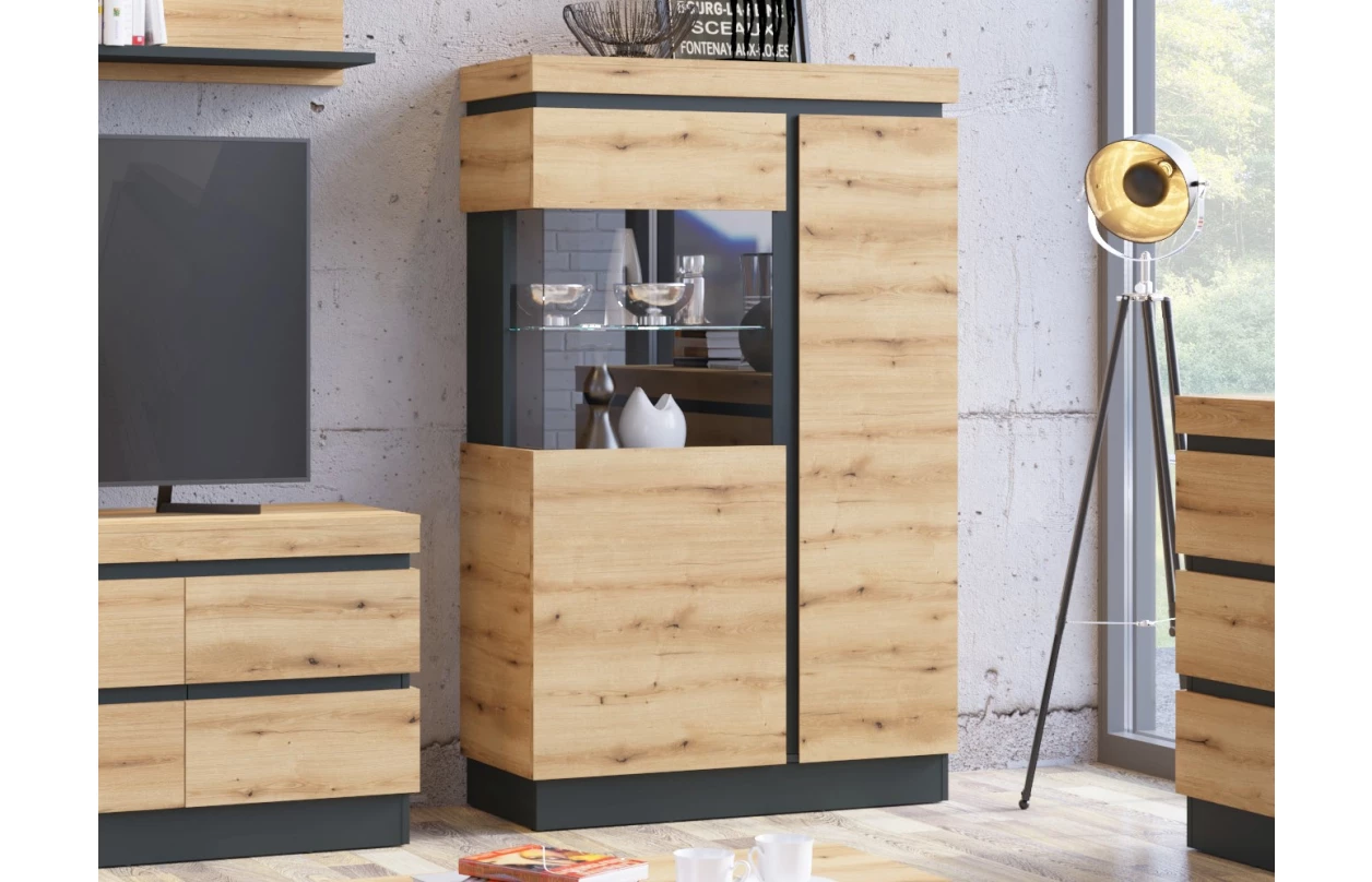 Úložná komoda Corte, dub coast/tmavě šedá