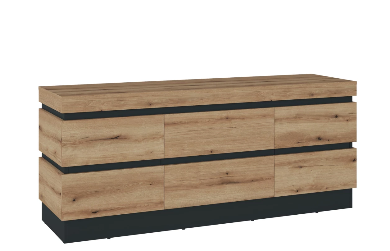 Úložná komoda Corte, dub coast/tmavě šedá