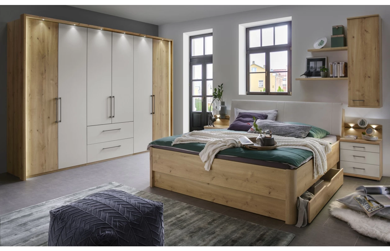 Sada 2 ks osvětlený panel k nočnímu stolku Kanada, dub bianco