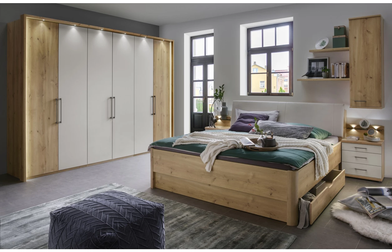 Sada 2 ks osvětlený panel k nočnímu stolku Kanada, dub bianco