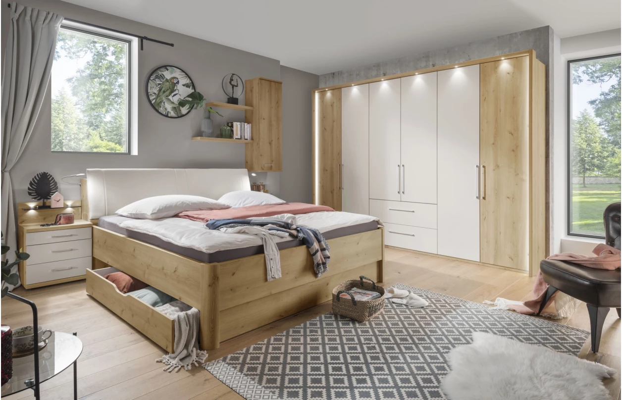 Sada 2 ks osvětlený panel k nočnímu stolku Kanada, dub bianco