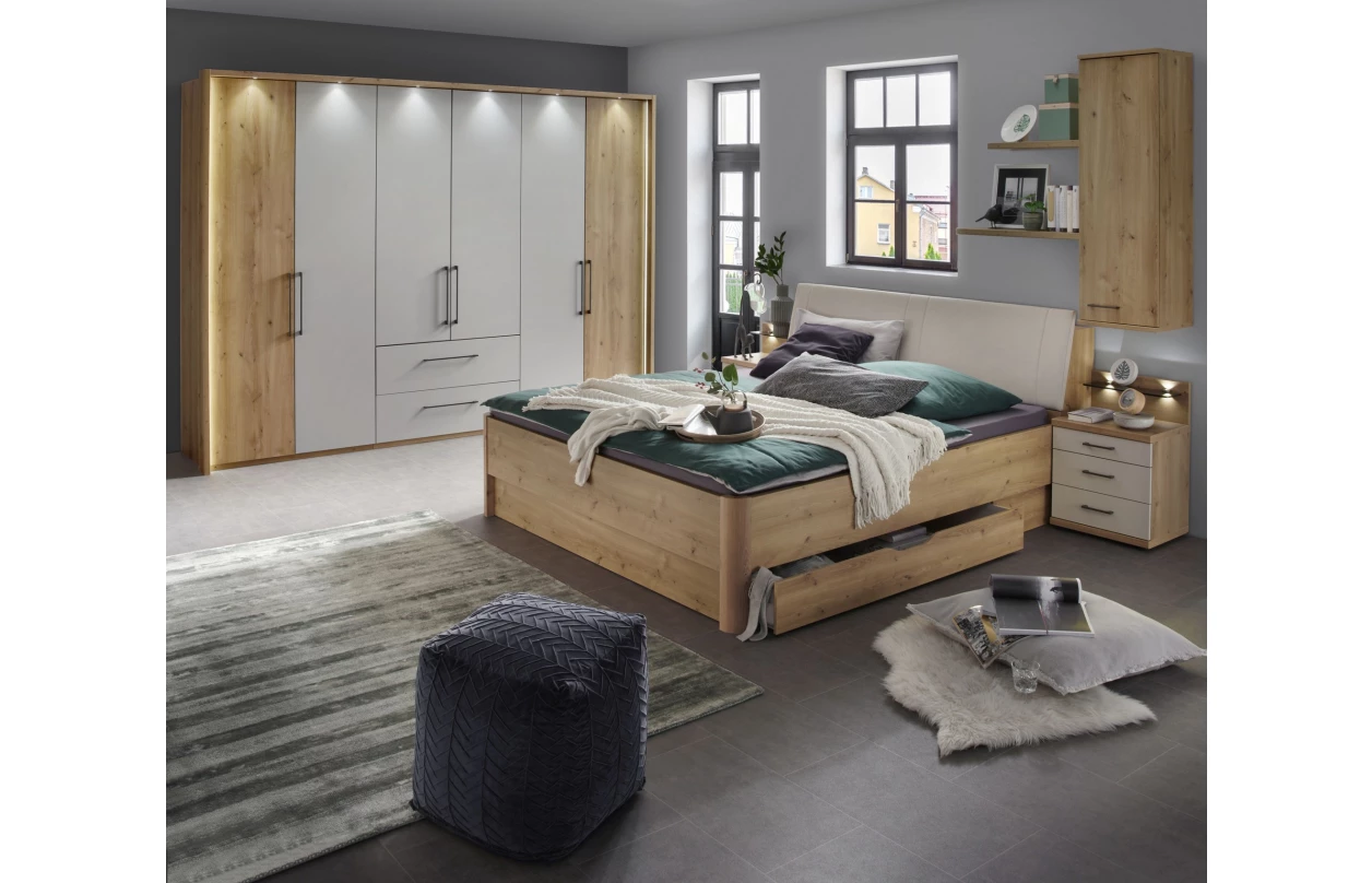 Sada 2 ks osvětlený panel k nočnímu stolku Kanada, dub bianco