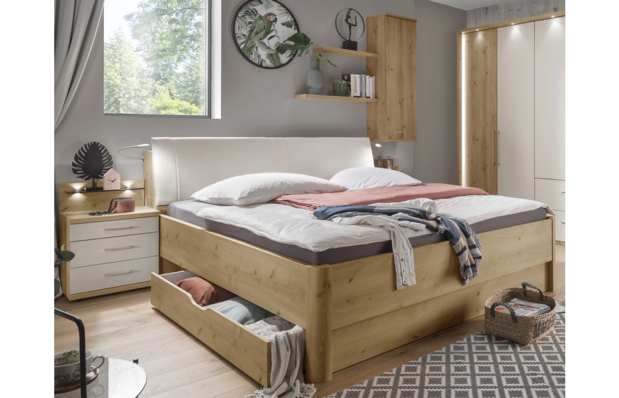 Sada 2 ks osvětlený panel k nočnímu stolku Kanada, dub bianco