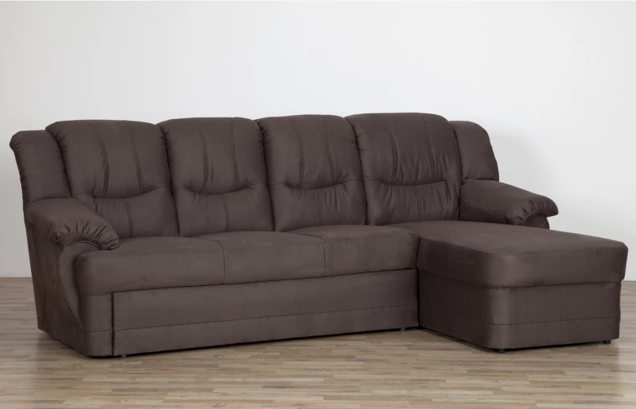 Sedací souprava Orion, tvar U, šedo-hnědá tkanina/ekokůže, s rozkladem